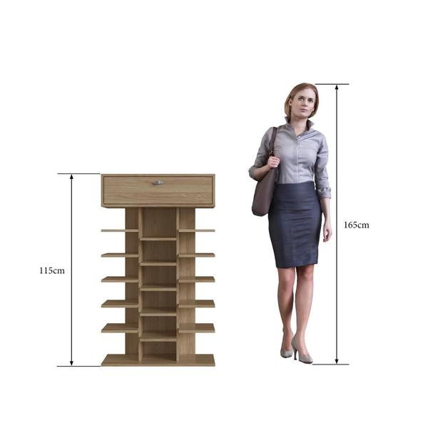 Imagem de Armário Sapateira Organizador Vertical para 18 pares de Calçado e 01 Gaveta Oak