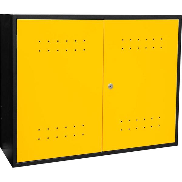 Imagem de Armário Superior Ferramentas Oficina Modular Vonder Aéreo Capacidade 30kg Aço Carbono Preto Amarelo