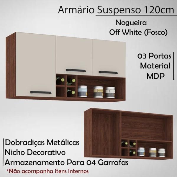 Imagem de Armario Suspenso 120cm 753AM Nogueira Off White KTP