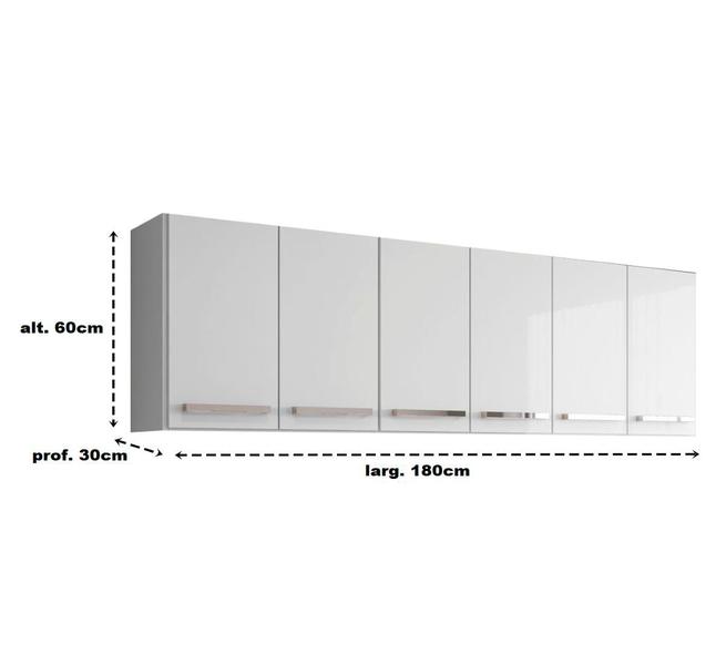 Imagem de Armario Suspenso de Parede 6 Portas Branco Maldivas Brienza Movelaria