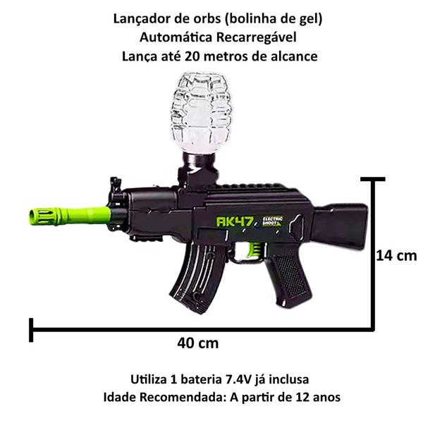 Imagem de Arminha Automática Bolinhas de Gel AK Orbishot Infantil Recarregável +10.000 Munções