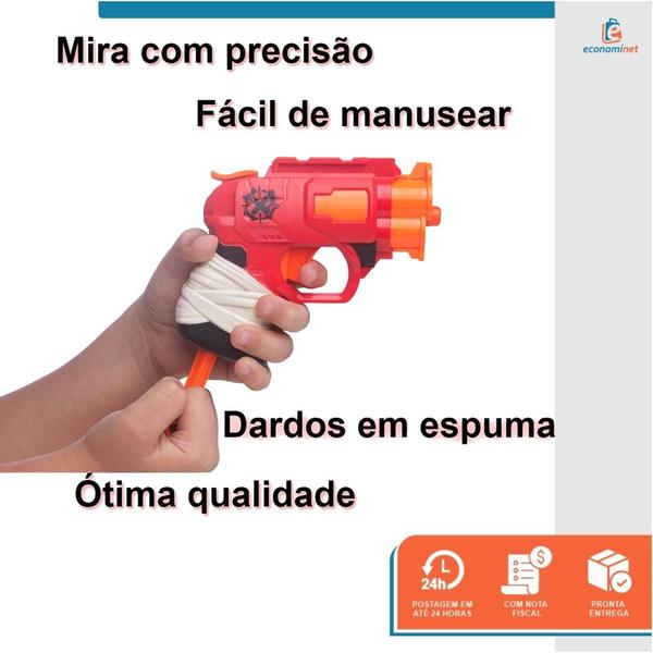 Imagem de Arminha de Brinquedo tipo Nerf Hero Infantil Criança Lançador de Dardos Estimula Alta Precisão 6 Dardos Vermelho