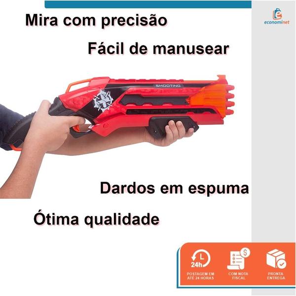 Imagem de Arminha De Brinquedo Tipo Nerf Lançador De Dardos Infantil Criança Alta Precisão 12 Dardos Hero Vermelho