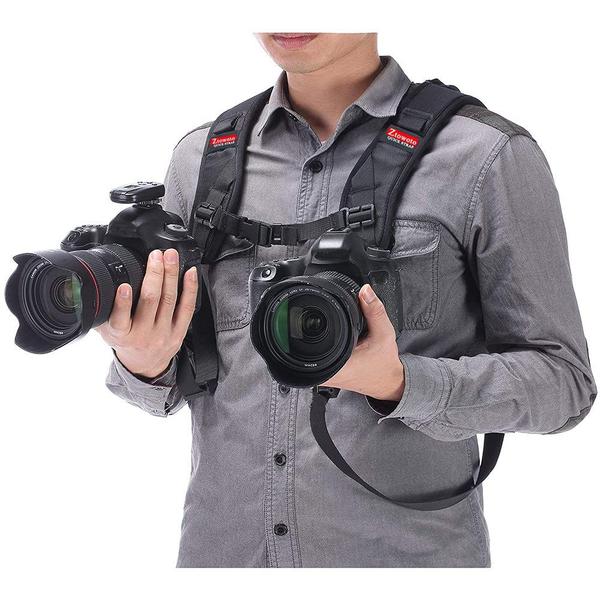 Arnês de alça de câmera ztowoto Double Shoulder para DSLR SLR Imagem de Arnês de alça de câmera ztowoto Double Shoulder para DSLR SLR