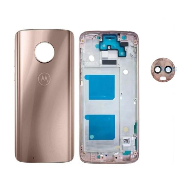 Imagem de Aro Chassis Motorola Moto G6 Rosa + Tampa Vidro Traseira e Lente