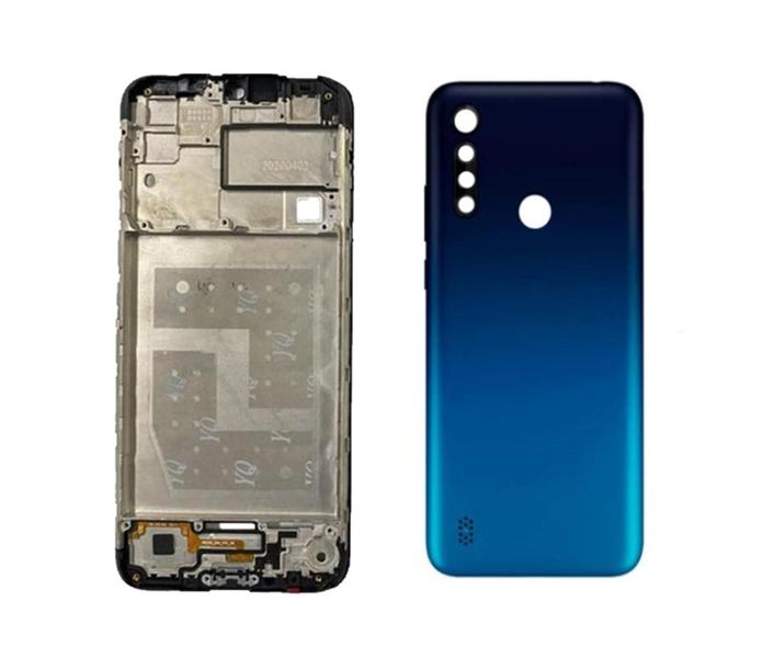 Imagem de Aro Chassis Motorola Moto G8 Power Lite + Tampa Traseira Azul escuro