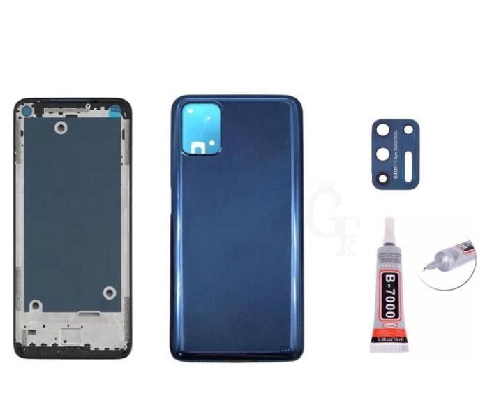 Imagem de Aro Chassis Motorola Moto G9 Plus Azul + Tampa Traseira Lente e Cola