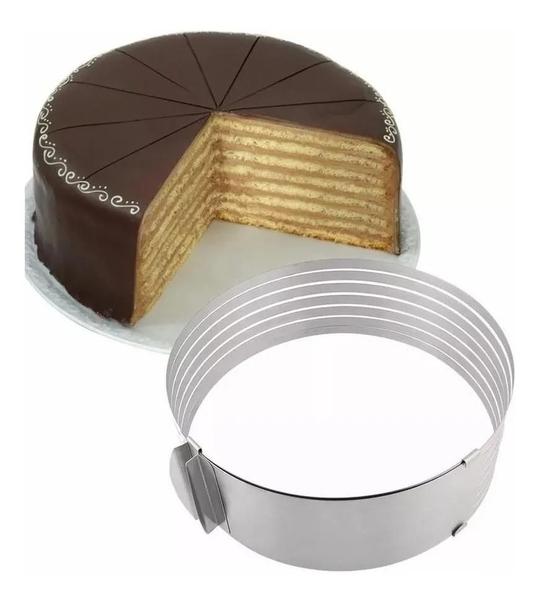 Aro Cortador De Camadas Ajustável Inox 24-30Cm Grande - Coisaria Imagem de Aro Cortador De Camadas Ajustável Inox 24-30Cm Grande