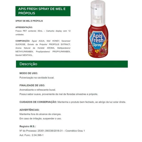 Imagem de Aromatizante Bucal Apis Fresh Spray Mel e Romã 35ml