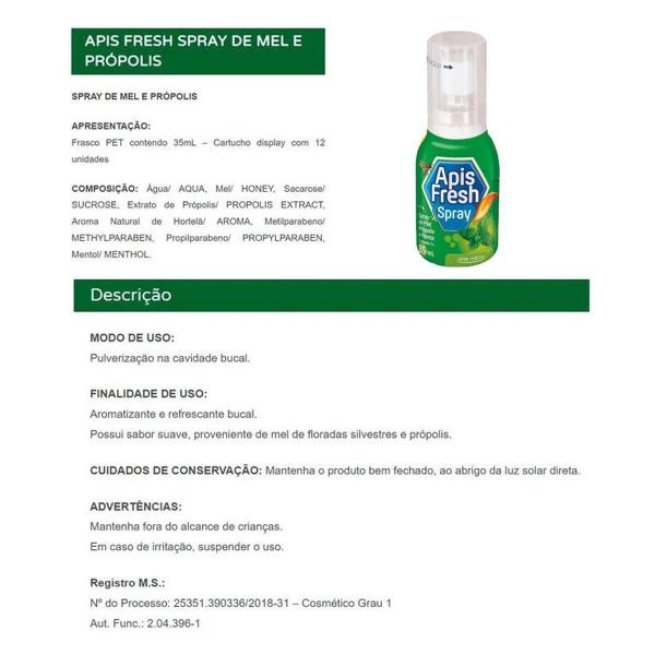 Imagem de Aromatizante Bucal Apis Fresh Spray Mel Menta 35ml Kit c/3un