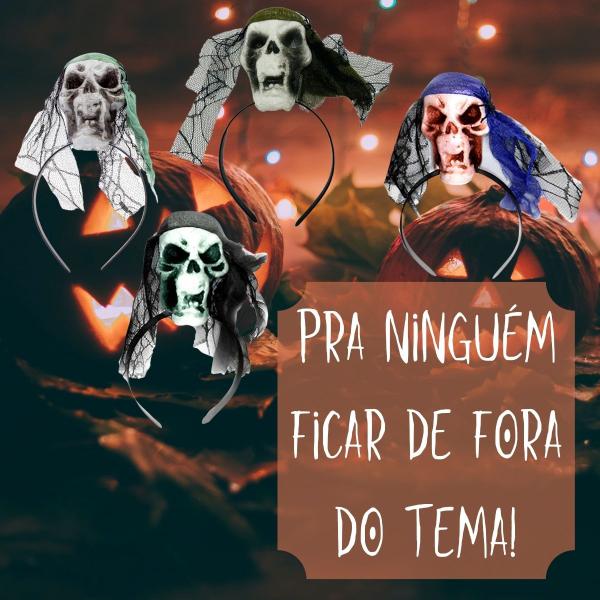 Imagem de Arquinho de Caveiras c/ Bandanas Fantasia Halloween Meninos e Meninas