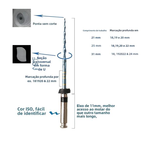 Imagem de Arquivos Endodônticos Azuis Orthodent - 6 Peças (21, 25 e 31mm) - Ativados por Calor