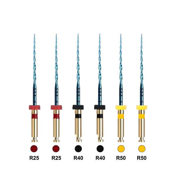 Imagem de Arquivos Endodônticos Dentais Azuis (6 Peças) - 21/25/31mm - Niti Canal Radicular Rotativo