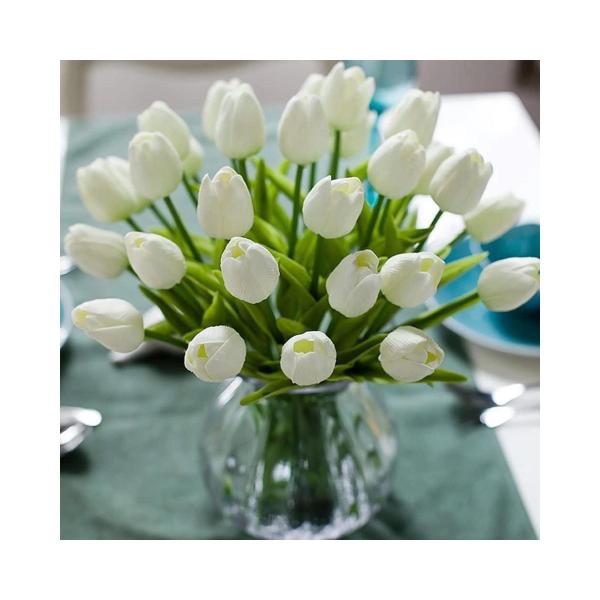 Imagem de Arranjo Buque de Tulipas Artificial 9 flores buque branco