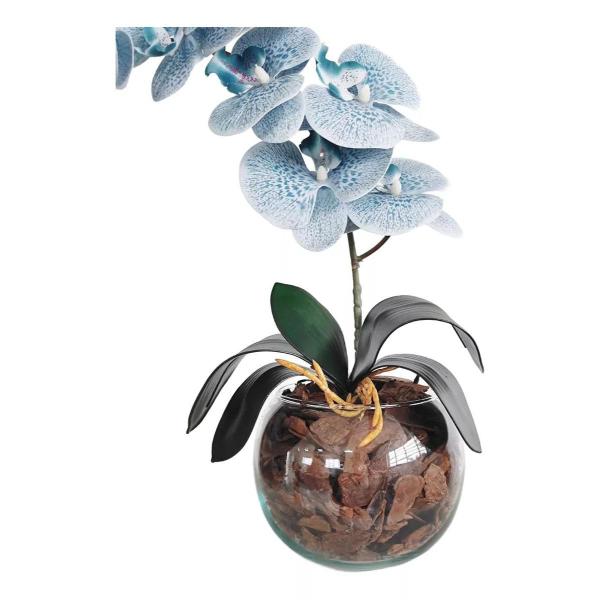 Imagem de Arranjo Com Orquídea Artificial Azul Vaso Decoração Sala