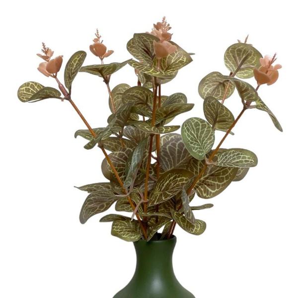 Imagem de Arranjo De Eucalipto Flor Artificial Vaso Cerâmica Pequeno
