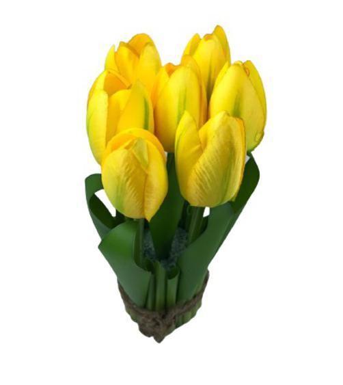 Imagem de Arranjo De Flor 7 Tulipas Artificial 19Cm - Lily - Amarelo