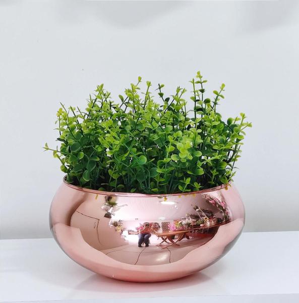 Imagem de Arranjo de Folhagem Verde Artificial No Vaso Rose Gold Luxo