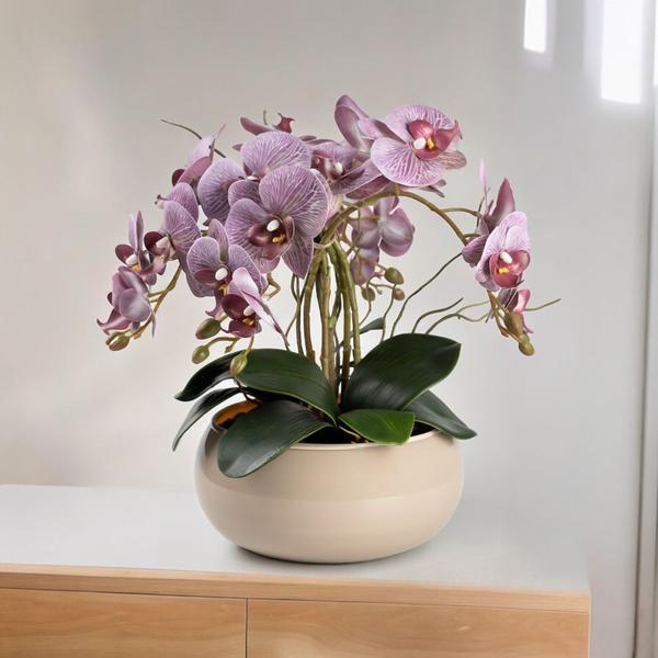Imagem de Arranjo De Orquídea 4 Hastes Flor Artificial Centro de Mesa Decorativo