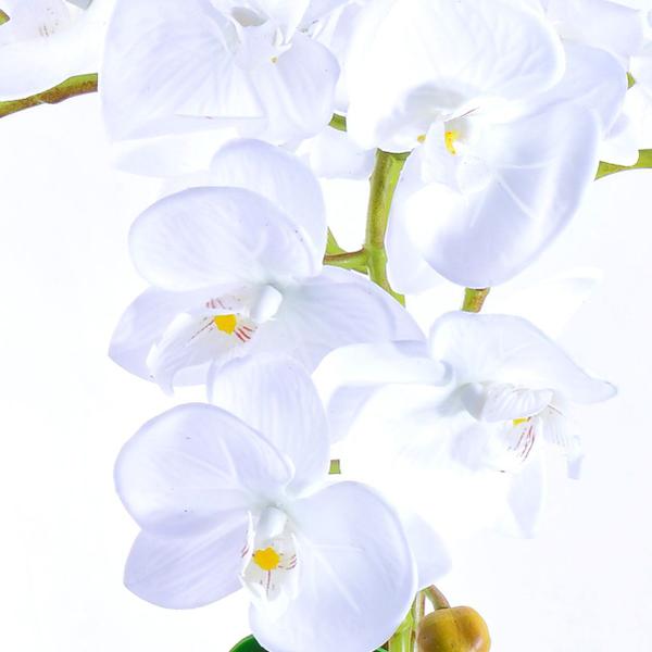 Imagem de Arranjo de Orquídea Artificial Branca 3 Hastes em Terrário Prata
