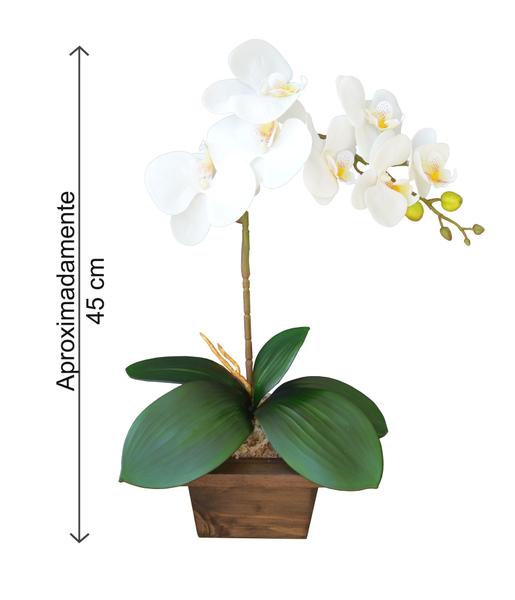 Imagem de Arranjo de Orquídea de Silicone Com Vaso de Madeira
