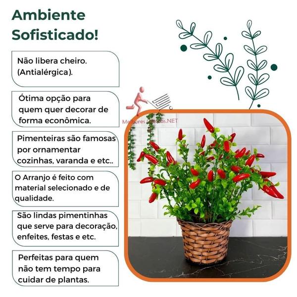 Imagem de Arranjo De Pimenta Artificial Vaso Decoração Centro de Mesa