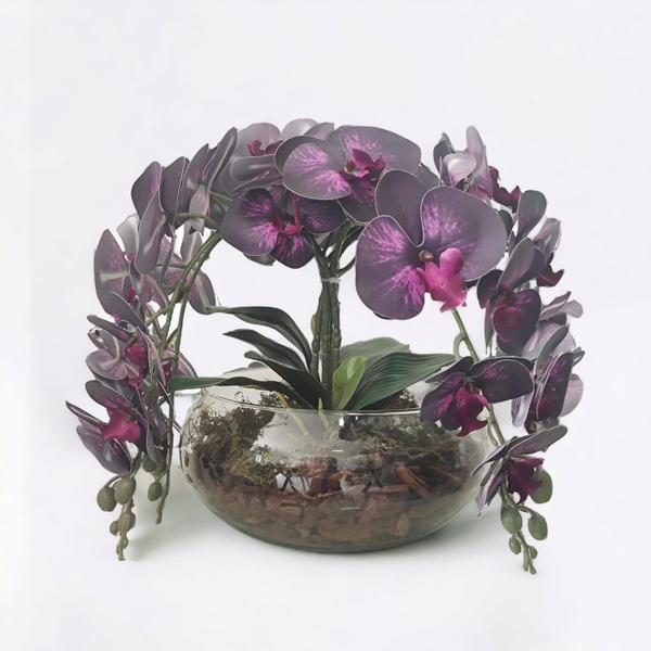 Imagem de Arranjo Decorativo centro de mesa Flores orquideas Roxa