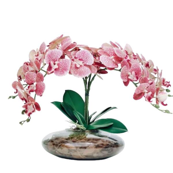 Imagem de Arranjo Flores 4 Orquídeas Rosa Toque Real Vaso Grande