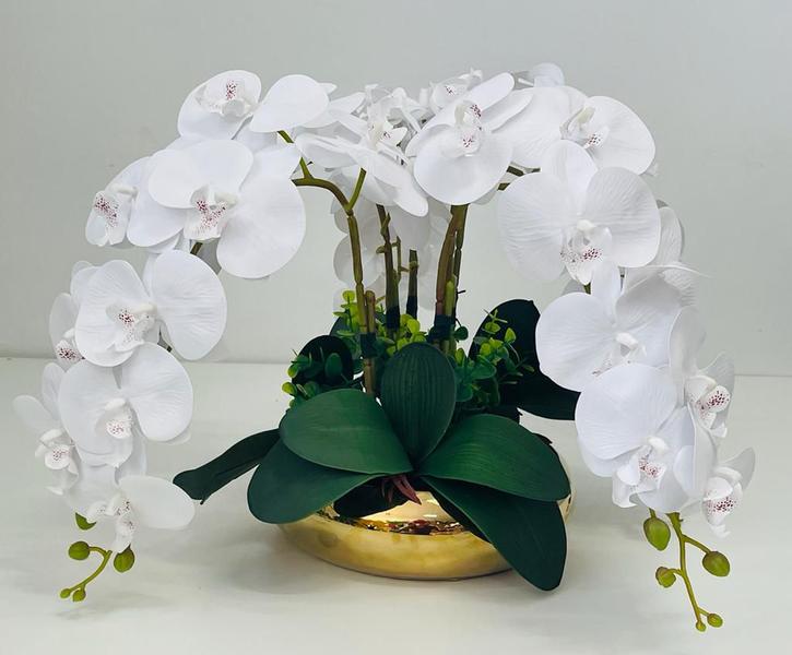 Imagem de Arranjo Flores 6 Orquídeas Artificiais Real 3D No Vaso