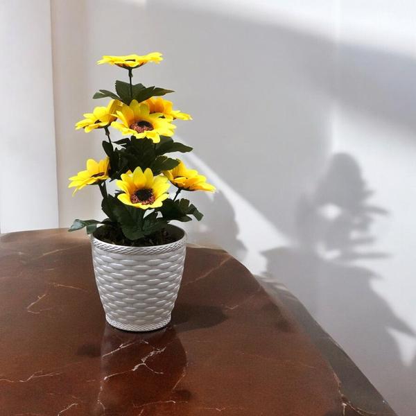 Imagem de Arranjo Flores Artificiais Girassol Amarelo Vaso  Festa Jardim