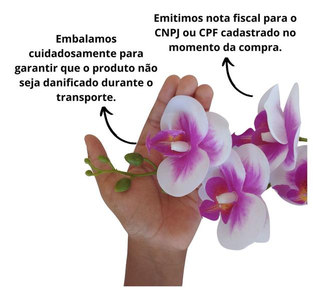 Imagem de Arranjo Orquídea  Artificial  3D silicone toque Real Haste 4 Flores nao desbota nem amarela