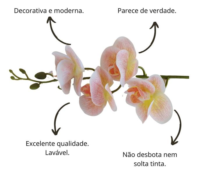 Imagem de Arranjo Orquídea  Artificial  3D silicone toque Real Haste 4 Flores nao desbota nem amarela