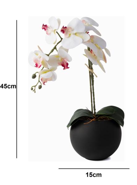 Imagem de Arranjo Orquídea Artificial Silicone 3D Super Realista com Vaso