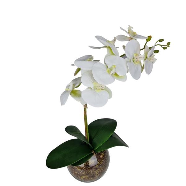 Imagem de Arranjo Orquídea Silicone Artificial Toque Real 3D Vaso