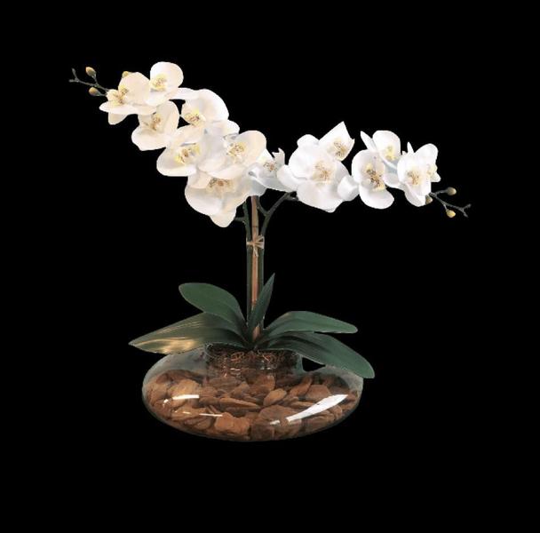 Imagem de Arranjo Orquídeas Artificiais Branca no Vaso de Vidro  Formosinha