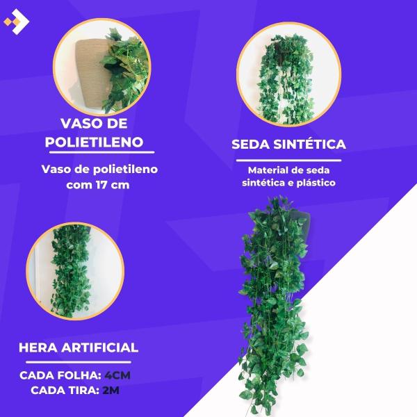 Imagem de Arranjo Pendentes Artificiais + Vaso de Planta Decoração Casa, Casamento, Quarto, Escritório Hera