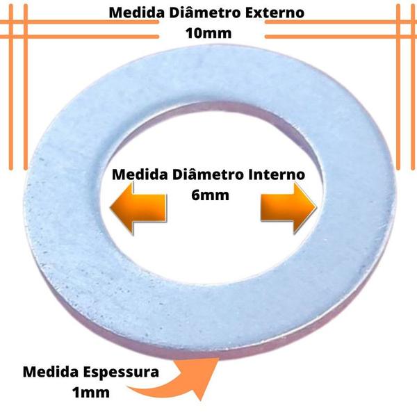 Imagem de Arruela Lisa Anel Vedação Alumínio 100 pç 6 x 10 x 1,00mm