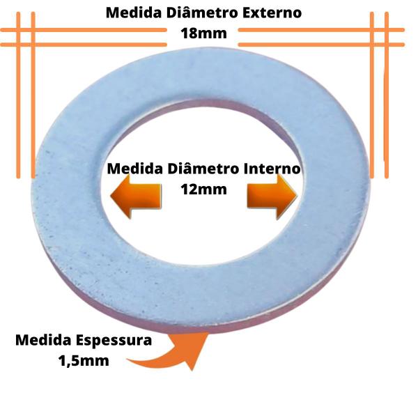 Imagem de Arruela Lisa Anel Vedação Alumínio 100pç  12 x18 x 1,50mm