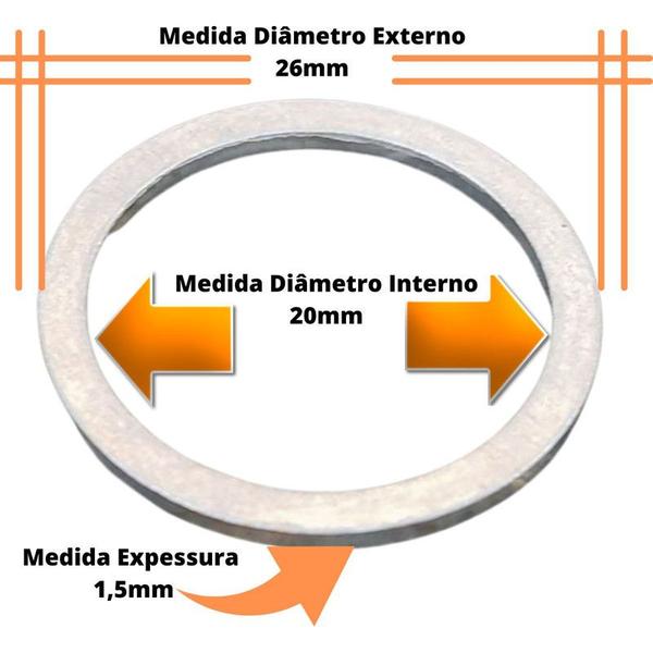 Imagem de Arruela Lisa Anel Vedação Alumínio 100pç  20 x 26 x 1,50mm