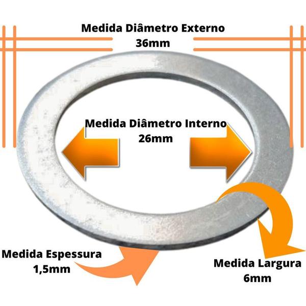 Imagem de Arruela Lisa Anel Vedação Alumínio 100pç 26  X 36 X 1,5mm