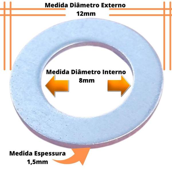 Imagem de Arruela Lisa Anel Vedação Alumínio 100pç  8 x 12 x 1,00mm