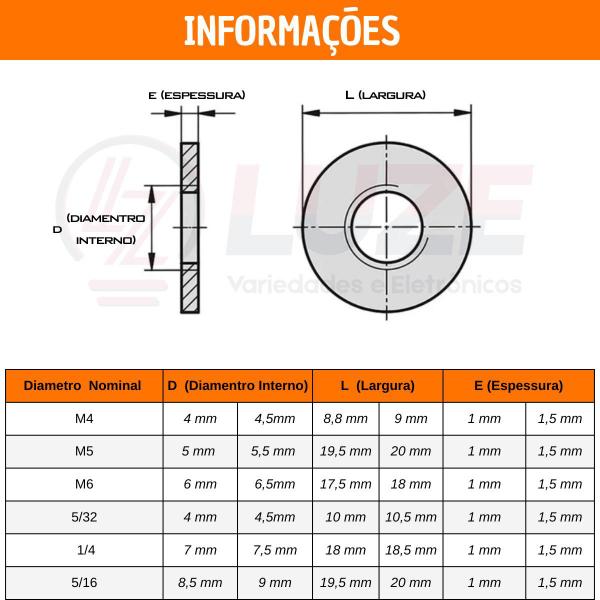 Imagem de Arruela Lisa M5 Zincada - 500 Peças