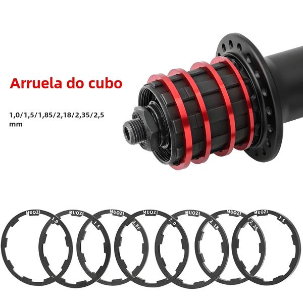 Imagem de Arruelas de Cubo de Bicicleta Muqzi - 5 Peças (1mm a 2,5mm) - Espaçadores para Junta de Volante de Cassete