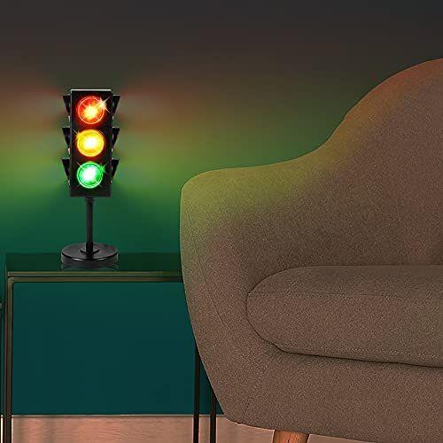 Imagem de ArtCreativity Candeeiro de mesa de semáforo para crianças, 1 PC, Candeeiro de cabeceira com LEDs de mudança de cor, luz noturna fria para meninas e meninos, lâmpada decorativa para sala de estar, quarto ou sala de jogos, 10,25 polegadas