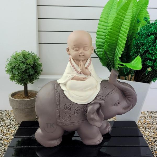 Imagem de Artigo Decoração Buda Monge Tibetano Budista Elefante Sorte Resina 17cm BW41076-2