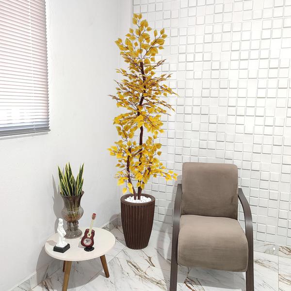 Arvore artificial Ficus Amarelo Figueira Grande Vaso Decoração - Flor de Mentirinha Imagem de Arvore artificial Ficus Amarelo Figueira Grande Vaso Decoração