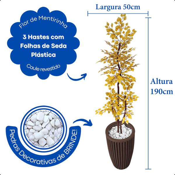 Arvore artificial Ficus Amarelo Figueira Grande Vaso Decoração - Flor de Mentirinha Imagem de Arvore artificial Ficus Amarelo Figueira Grande Vaso Decoração