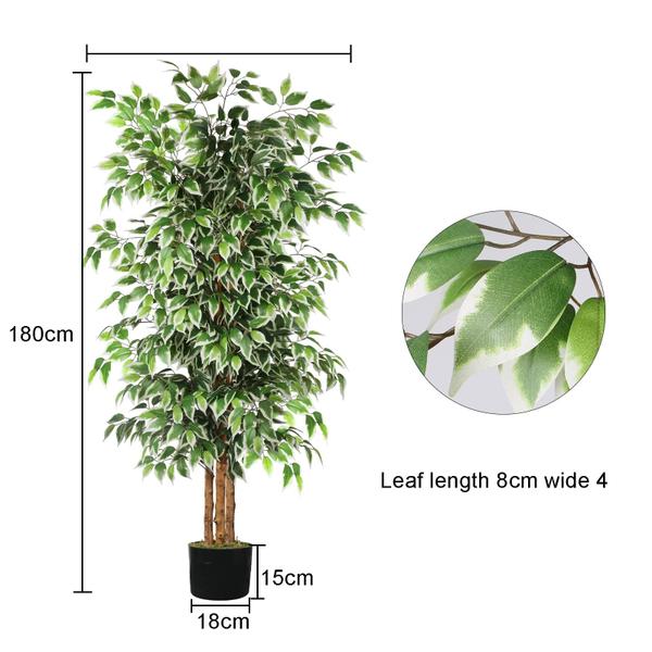 Árvore artificial GTIDEA Ficus 1,8 m com tronco natural e musgo Imagem de Árvore artificial GTIDEA Ficus 1,8 m com tronco natural e musgo