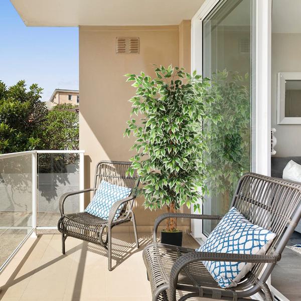 Árvore artificial GTIDEA Ficus 1,8 m com tronco natural e musgo Imagem de Árvore artificial GTIDEA Ficus 1,8 m com tronco natural e musgo