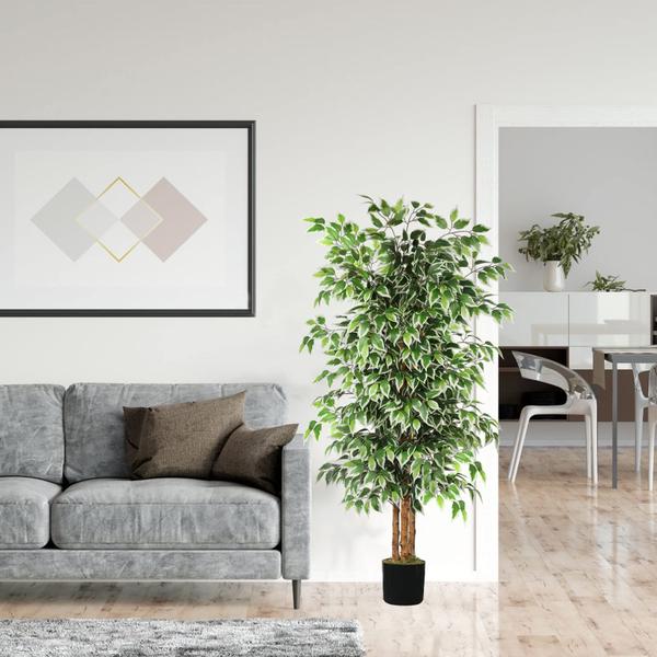 Árvore artificial GTIDEA Ficus 1,8 m com tronco natural e musgo Imagem de Árvore artificial GTIDEA Ficus 1,8 m com tronco natural e musgo